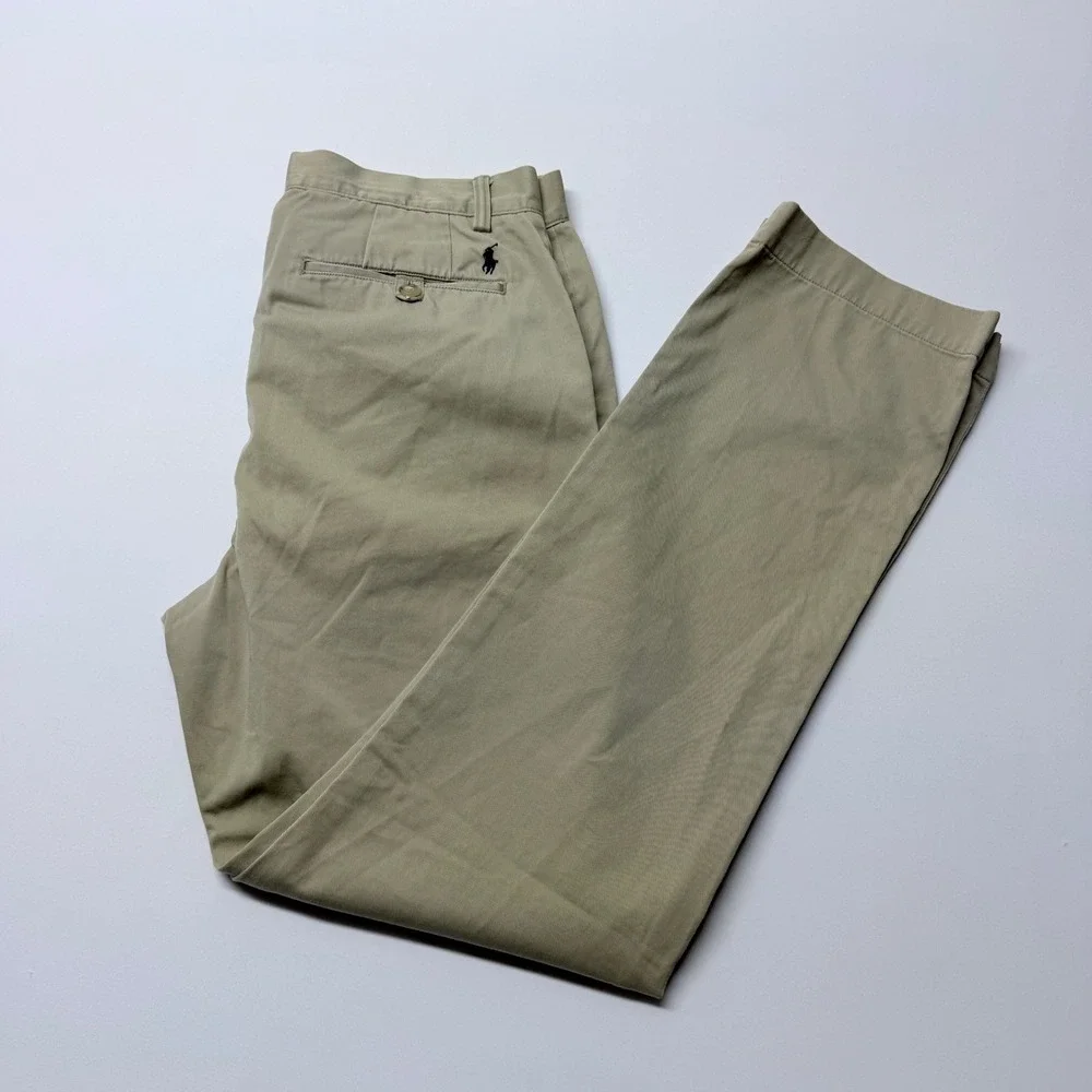 Polo Ralph Lauren Classic Fit Chino Pants Mens 34x34 Tan Khaki Brushed Twill